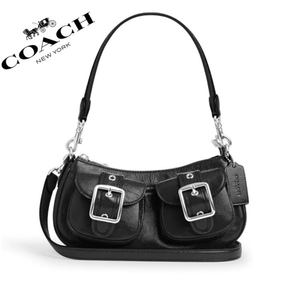 COACH baguette Black Leather crossbody/shoulder bag with